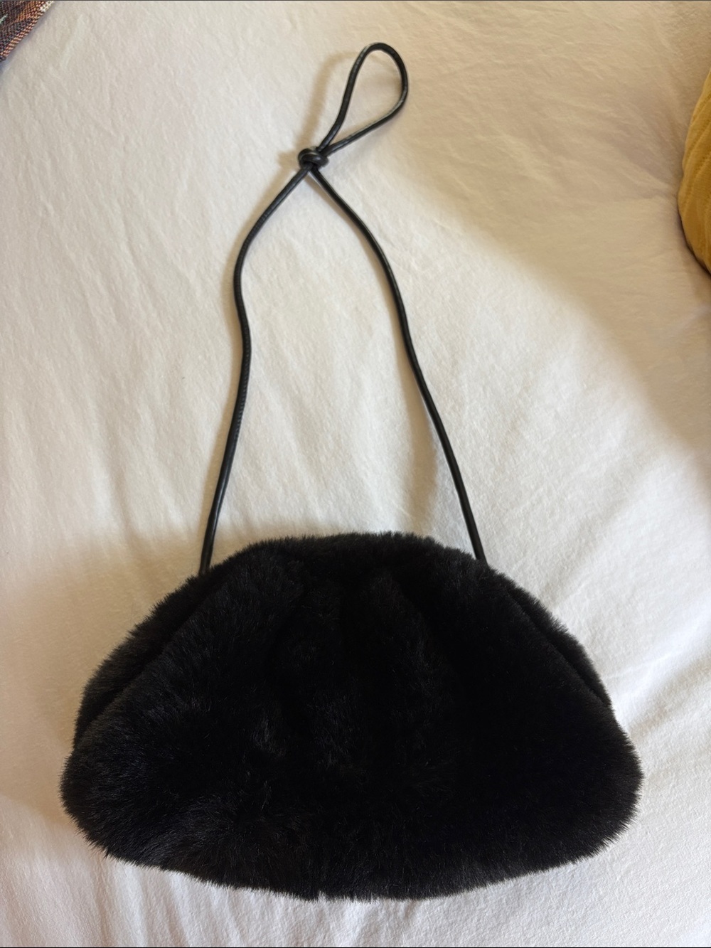 Plush Black Faux Fur Wristlet Clutch